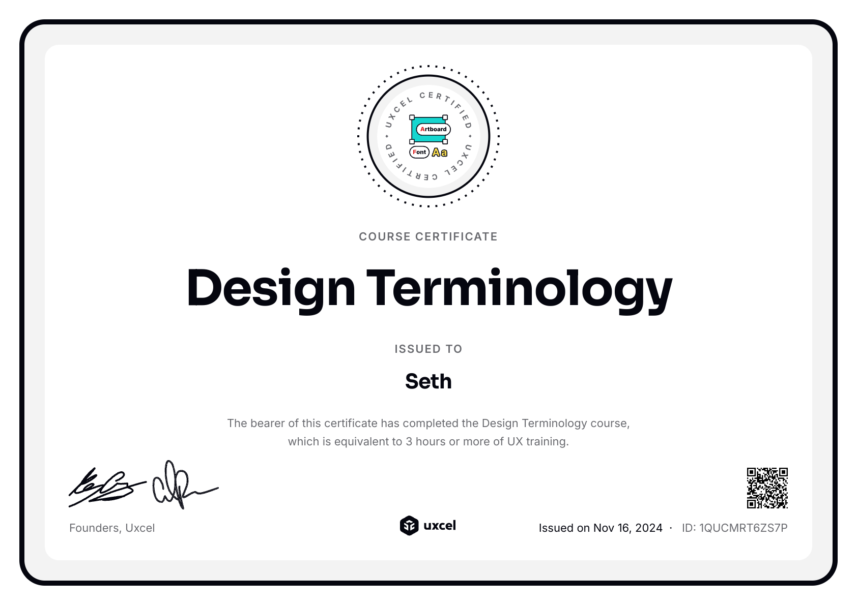 Seth's certificate